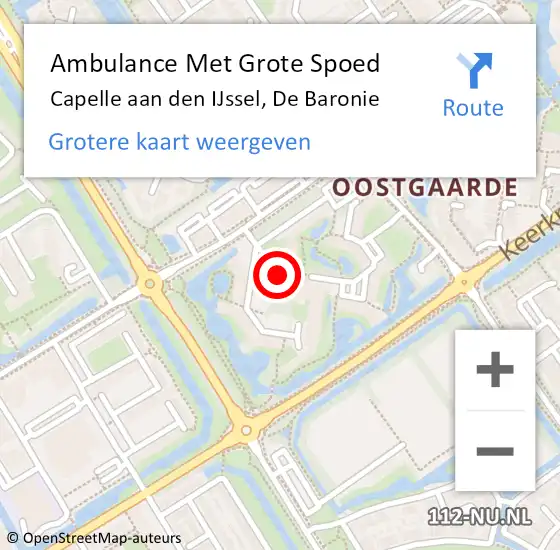 Locatie op kaart van de 112 melding: Ambulance Met Grote Spoed Naar Capelle aan den IJssel, De Baronie op 24 december 2017 13:47