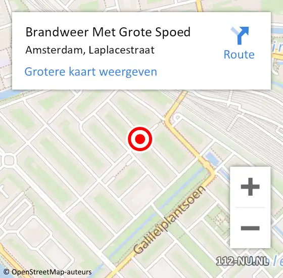 Locatie op kaart van de 112 melding: Brandweer Met Grote Spoed Naar Amsterdam, Laplacestraat op 24 december 2017 16:21
