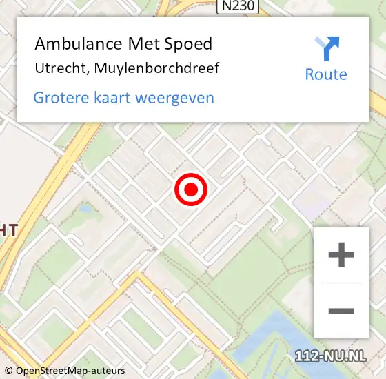 Locatie op kaart van de 112 melding: Ambulance Met Spoed Naar Utrecht, Muylenborchdreef op 24 december 2017 16:57