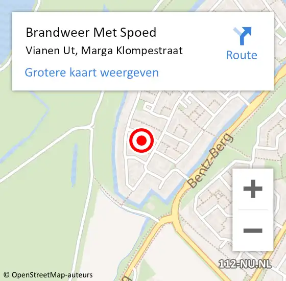 Locatie op kaart van de 112 melding: Brandweer Met Spoed Naar Vianen Ut, Marga Klompestraat op 24 december 2017 17:26