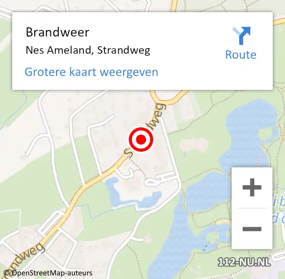 Locatie op kaart van de 112 melding: Brandweer Nes Ameland, Strandweg op 24 december 2017 18:03