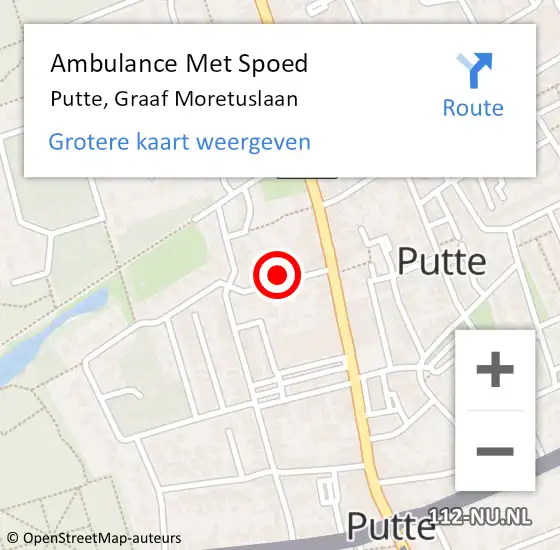Locatie op kaart van de 112 melding: Ambulance Met Spoed Naar Putte, Graaf Moretuslaan op 24 december 2017 18:11