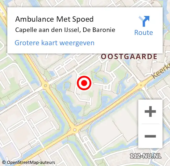Locatie op kaart van de 112 melding: Ambulance Met Spoed Naar Capelle aan den IJssel, De Baronie op 24 december 2017 18:19