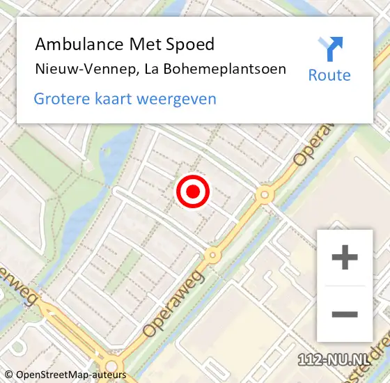 Locatie op kaart van de 112 melding: Ambulance Met Spoed Naar Nieuw-Vennep, La Bohemeplantsoen op 24 december 2017 18:41