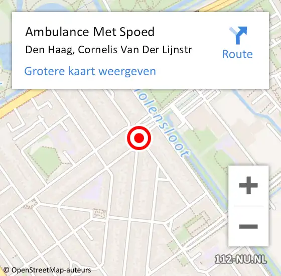 Locatie op kaart van de 112 melding: Ambulance Met Spoed Naar Den Haag, Cornelis Van Der Lijnstr op 24 december 2017 22:36