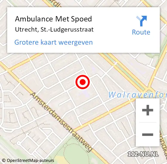 Locatie op kaart van de 112 melding: Ambulance Met Spoed Naar Utrecht, St.-Ludgerusstraat op 25 december 2017 00:10