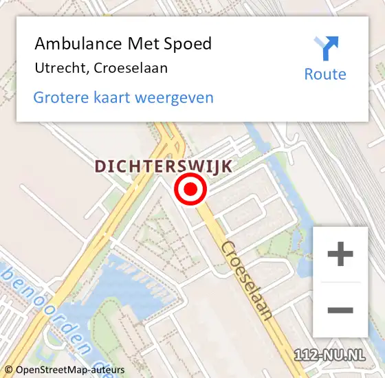 Locatie op kaart van de 112 melding: Ambulance Met Spoed Naar Utrecht, Croeselaan op 25 december 2017 04:04