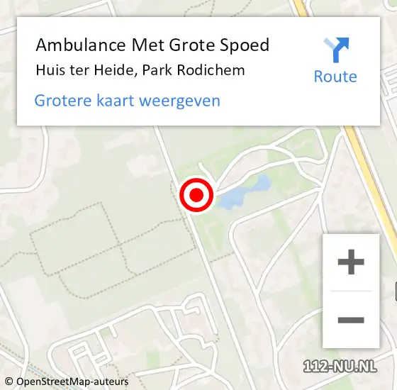 Locatie op kaart van de 112 melding: Ambulance Met Grote Spoed Naar Huis ter Heide, Park Rodichem op 25 december 2017 07:46
