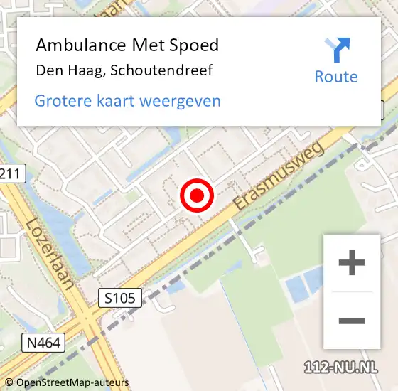 Locatie op kaart van de 112 melding: Ambulance Met Spoed Naar Den Haag, Schoutendreef op 25 december 2017 15:37