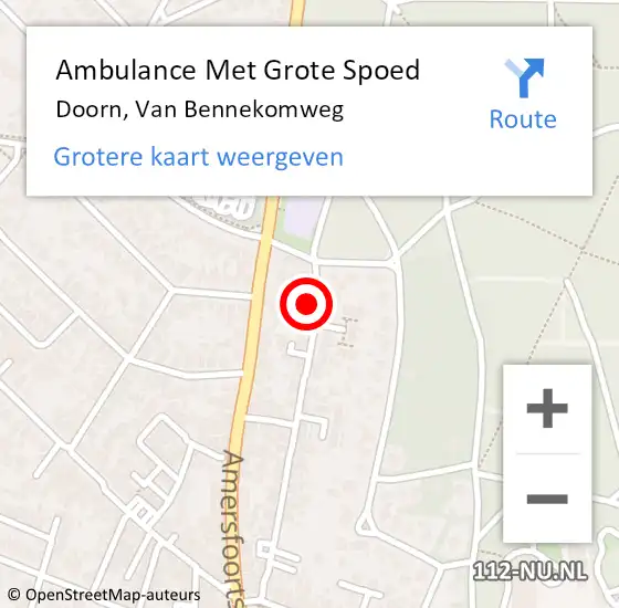 Locatie op kaart van de 112 melding: Ambulance Met Grote Spoed Naar Doorn, Van Bennekomweg op 25 december 2017 22:52
