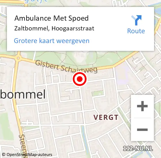 Locatie op kaart van de 112 melding: Ambulance Met Spoed Naar Zaltbommel, Hoogaarsstraat op 25 december 2017 23:34