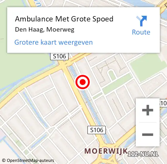 Locatie op kaart van de 112 melding: Ambulance Met Grote Spoed Naar Den Haag, Moerweg op 25 december 2017 23:51