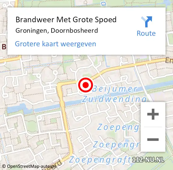 Locatie op kaart van de 112 melding: Brandweer Met Grote Spoed Naar Groningen, Doornbosheerd op 26 december 2017 08:10