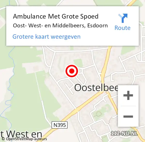 Locatie op kaart van de 112 melding: Ambulance Met Grote Spoed Naar Oost- West- en Middelbeers, Esdoorn op 26 december 2017 11:29