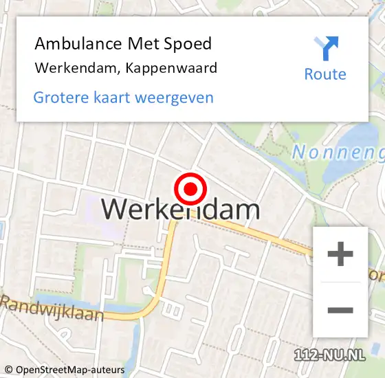 Locatie op kaart van de 112 melding: Ambulance Met Spoed Naar Werkendam, Kappenwaard op 26 december 2017 14:22
