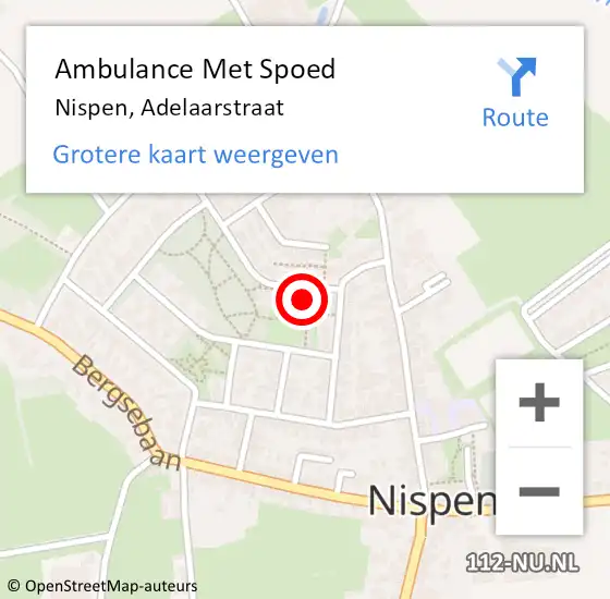 Locatie op kaart van de 112 melding: Ambulance Met Spoed Naar Nispen, Adelaarstraat op 26 december 2017 16:48