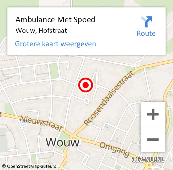 Locatie op kaart van de 112 melding: Ambulance Met Spoed Naar Wouw, Hofstraat op 26 december 2017 20:42
