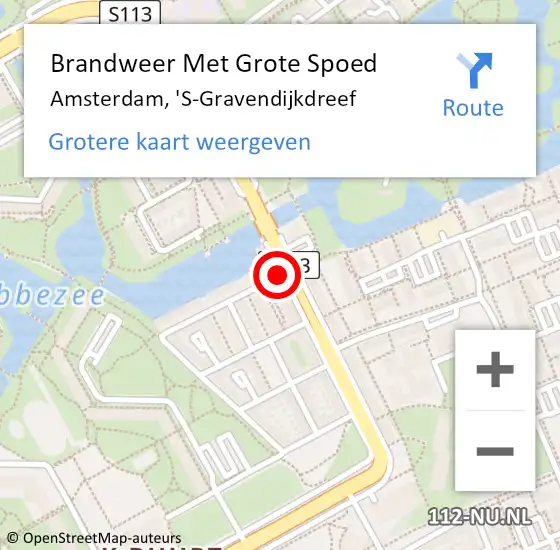 Locatie op kaart van de 112 melding: Brandweer Met Grote Spoed Naar Amsterdam, 'S-Gravendijkdreef op 26 december 2017 22:06