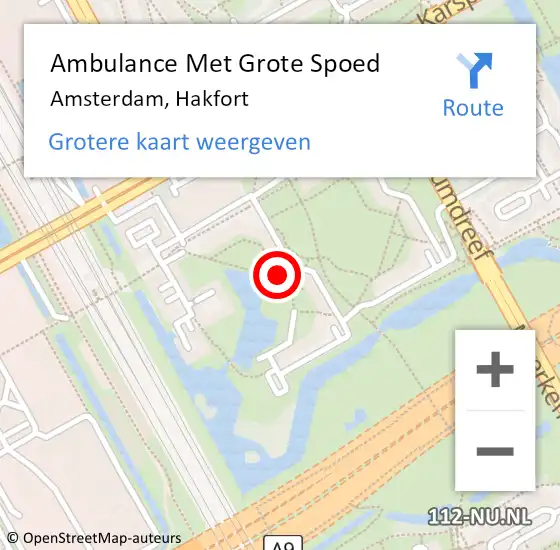 Locatie op kaart van de 112 melding: Ambulance Met Grote Spoed Naar Amsterdam, Hakfort op 27 december 2017 00:37