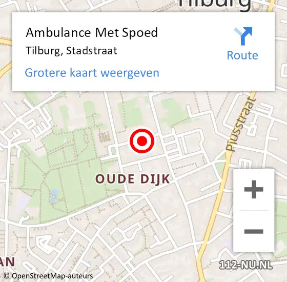 Locatie op kaart van de 112 melding: Ambulance Met Spoed Naar Tilburg, Stadstraat op 27 december 2017 02:02