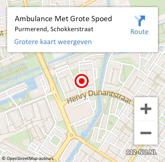 Locatie op kaart van de 112 melding: Ambulance Met Grote Spoed Naar Purmerend, Schokkerstraat op 27 december 2017 03:58