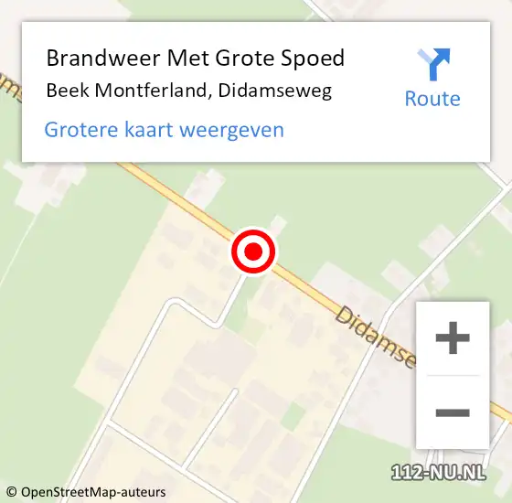 Locatie op kaart van de 112 melding: Brandweer Met Grote Spoed Naar Beek Montferland, Didamseweg op 27 december 2017 10:27