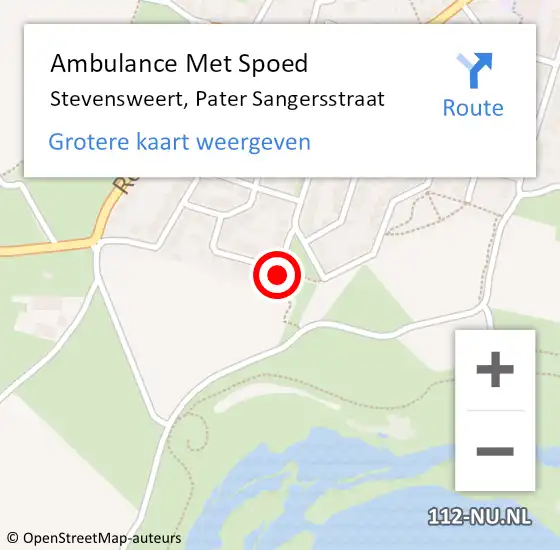 Locatie op kaart van de 112 melding: Ambulance Met Spoed Naar Stevensweert, Pater Sangersstraat op 27 december 2017 11:19