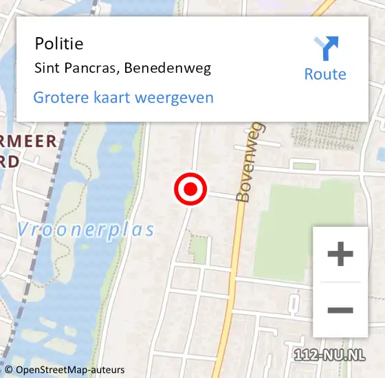 Locatie op kaart van de 112 melding: Politie Sint Pancras, Benedenweg op 27 december 2017 12:29