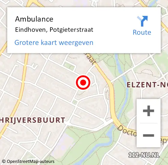 Locatie op kaart van de 112 melding: Ambulance Eindhoven, Potgieterstraat op 27 december 2017 14:12