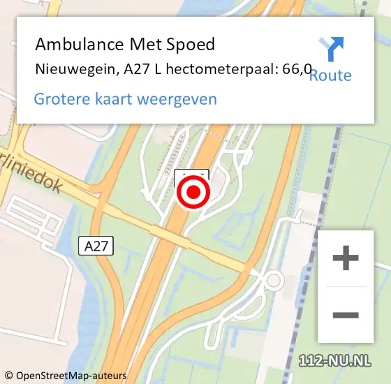 Locatie op kaart van de 112 melding: Ambulance Met Spoed Naar Nieuwegein, A27 L op 27 december 2017 14:18