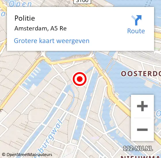Locatie op kaart van de 112 melding: Politie Amsterdam, A4 Re op 27 december 2017 15:50