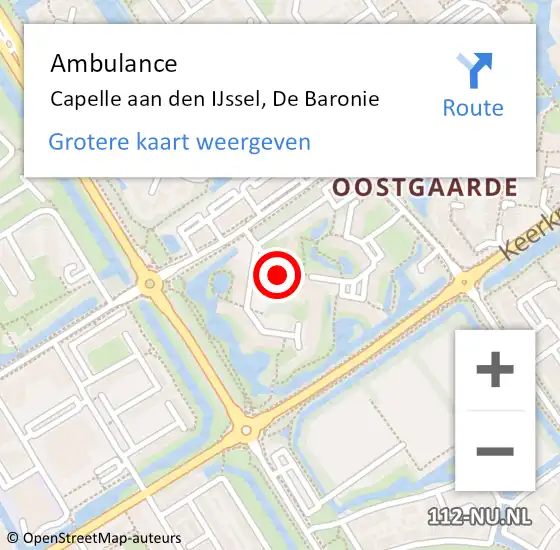 Locatie op kaart van de 112 melding: Ambulance Capelle aan den IJssel, De Baronie op 27 december 2017 15:51