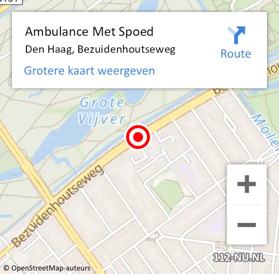 Locatie op kaart van de 112 melding: Ambulance Met Spoed Naar Den Haag, Bezuidenhoutseweg op 27 december 2017 16:53
