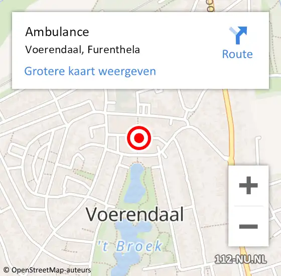 Locatie op kaart van de 112 melding: Ambulance Voerendaal, Furenthela op 11 februari 2014 09:03
