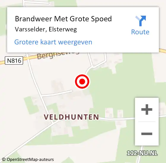 Locatie op kaart van de 112 melding: Brandweer Met Grote Spoed Naar Varsselder, Elsterweg op 7 september 2013 05:27
