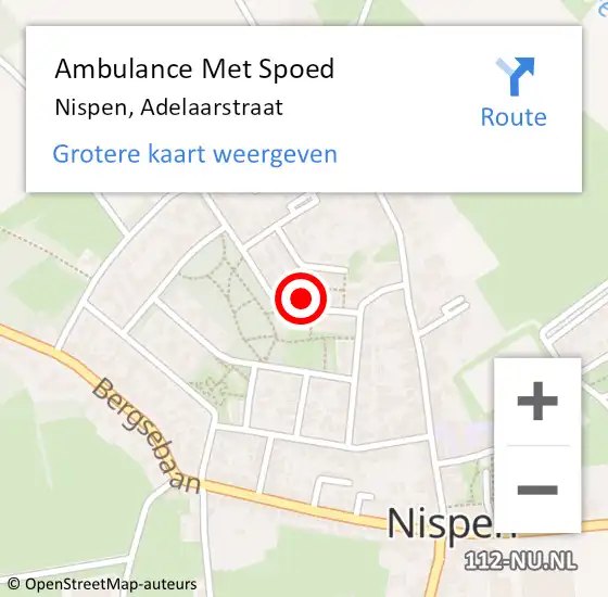 Locatie op kaart van de 112 melding: Ambulance Met Spoed Naar Nispen, Adelaarstraat op 27 december 2017 21:50
