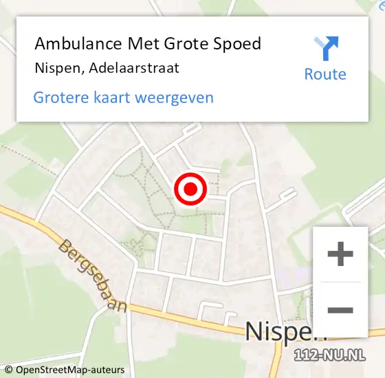 Locatie op kaart van de 112 melding: Ambulance Met Grote Spoed Naar Nispen, Adelaarstraat op 27 december 2017 21:53