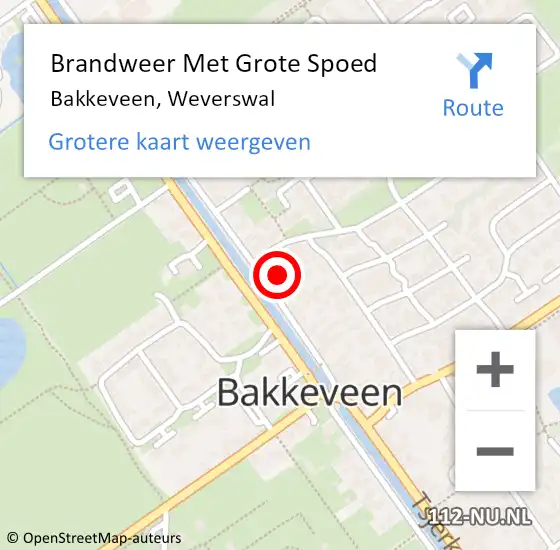 Locatie op kaart van de 112 melding: Brandweer Met Grote Spoed Naar Bakkeveen, Weverswal op 27 december 2017 23:36