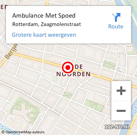 Locatie op kaart van de 112 melding: Ambulance Met Spoed Naar Rotterdam, Zaagmolenstraat op 28 december 2017 04:55