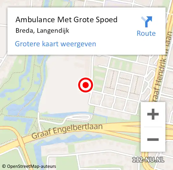 Locatie op kaart van de 112 melding: Ambulance Met Grote Spoed Naar Breda, Langendijk op 28 december 2017 09:42