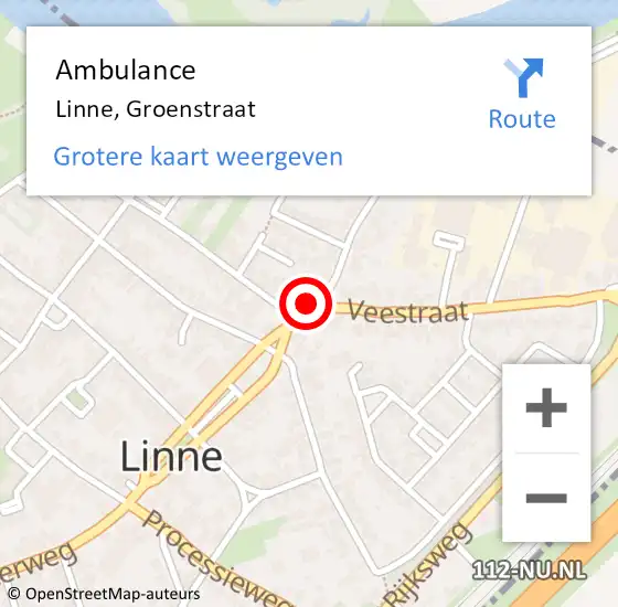 Locatie op kaart van de 112 melding: Ambulance Linne, Groenstraat op 28 december 2017 15:17