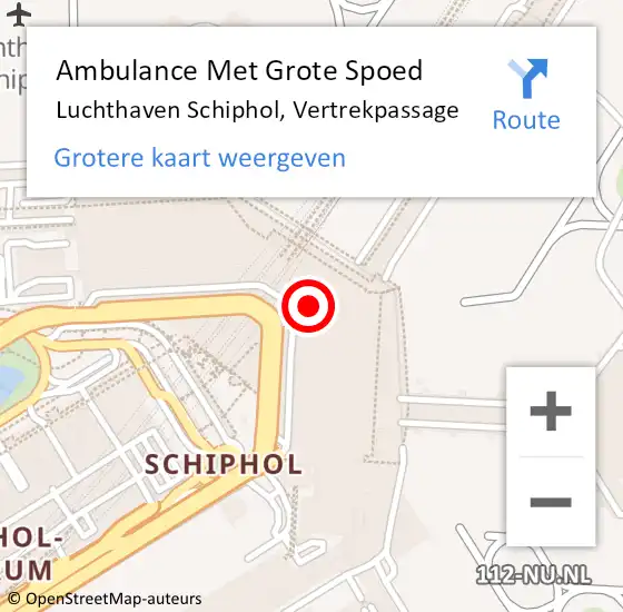 Locatie op kaart van de 112 melding: Ambulance Met Grote Spoed Naar Luchthaven Schiphol, Vertrekpassage op 28 december 2017 15:54