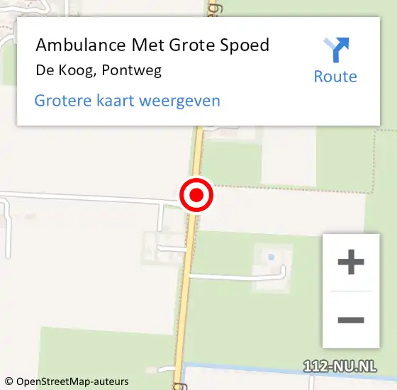 Locatie op kaart van de 112 melding: Ambulance Met Grote Spoed Naar De Koog, Pontweg op 28 december 2017 17:16