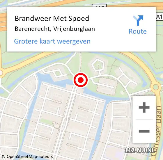 Locatie op kaart van de 112 melding: Brandweer Met Spoed Naar Barendrecht, Vrijenburglaan op 28 december 2017 19:27