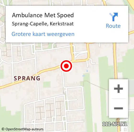 Locatie op kaart van de 112 melding: Ambulance Met Spoed Naar Sprang-Capelle, Kerkstraat op 28 december 2017 20:04