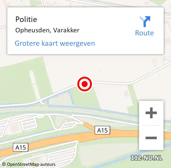 Locatie op kaart van de 112 melding: Politie Opheusden, Varakker op 28 december 2017 20:24