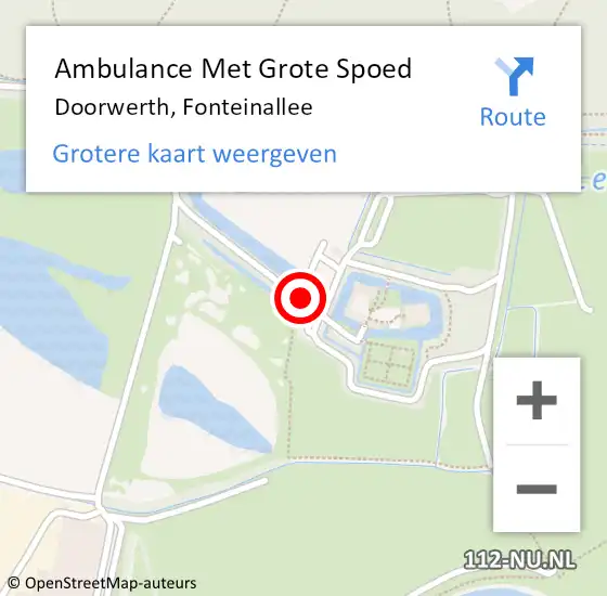Locatie op kaart van de 112 melding: Ambulance Met Grote Spoed Naar Doorwerth, Fonteinallee op 28 december 2017 21:09