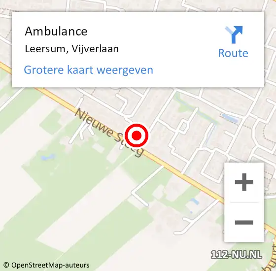 Locatie op kaart van de 112 melding: Ambulance Leersum, Vijverlaan op 29 december 2017 05:21