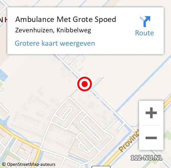 Locatie op kaart van de 112 melding: Ambulance Met Grote Spoed Naar Zevenhuizen, Knibbelweg op 29 december 2017 10:50