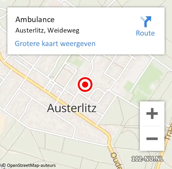 Locatie op kaart van de 112 melding: Ambulance Austerlitz, Weideweg op 29 december 2017 12:49